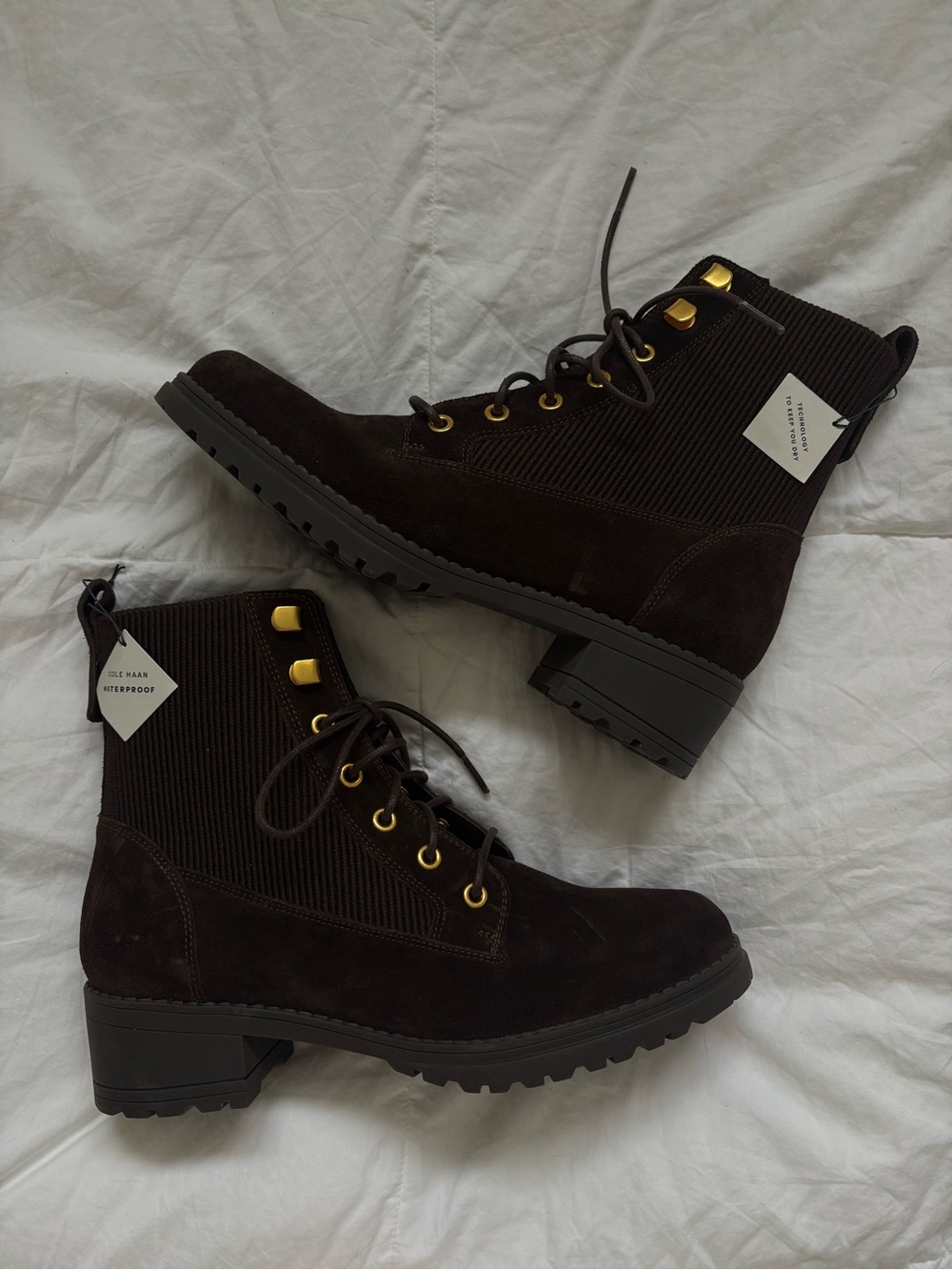NWT Cole Haan Women’s Dark Brown Suede Lace-Up Ankle Boots